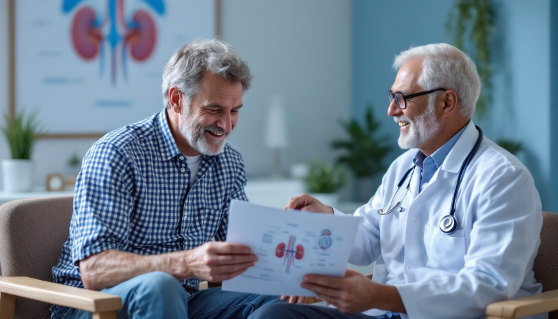 Médico urologista apresentando problemas urologicos para o paciente